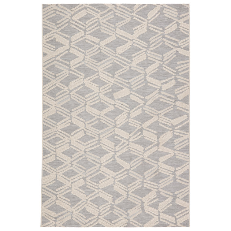 Union Rustic Kaelynn Geometric Indoor / Outdoor Area Rug in Light Gray